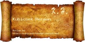 Kubicsek Herman névjegykártya
